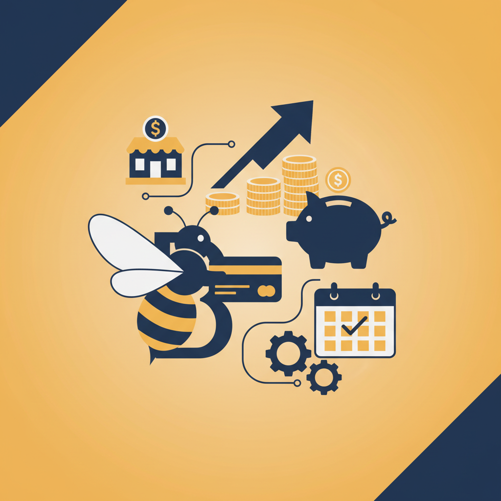 A stressed small business owner reviews payroll documents at a desk, contrasted with a split image showing a relieved team celebrating payday, illustrating the before and after of payroll funding solutions.